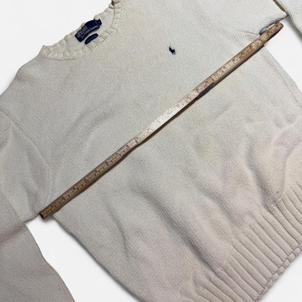 Ralph Lauren Cream Crewneck Sweater with Navy Pony